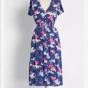 NWT Dress ModCloth Equine Devine MIDI dress 💙🐴💕 size Small or 2x  Horse Blue